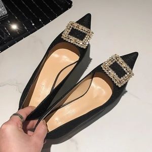 New rhinestone high heels, crystal sequins, pointed single shoes